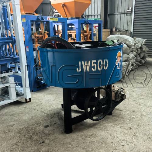 QT4-25 brick machine and mixer set ready for shipment to Ghana